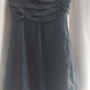 Elegant Navy Blue Silky Strapless Dress